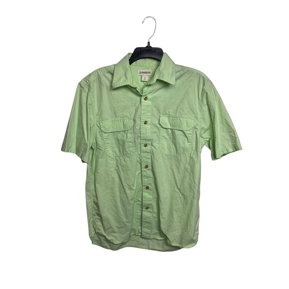 Magellan Outdoors Men's Small Green Fishing Shirt - S/S 100% Cotton Hiking
